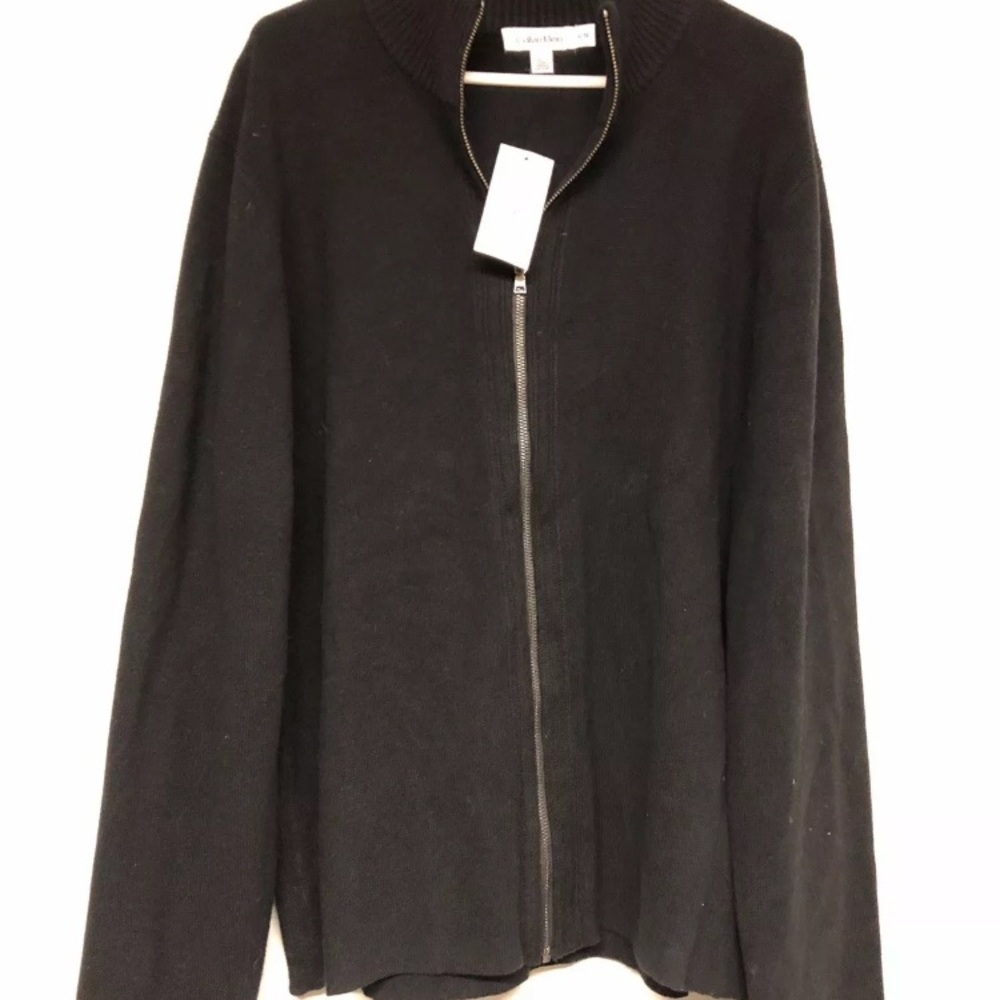 Calvin Klein Zip Up Black Sweater - Picture 2 of 4